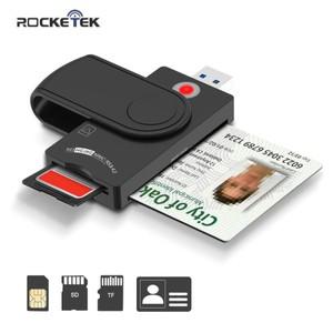 Rocketek USB 2.0 스마트 카드 리더 마이크로 SD/TF 메모리 ID 은행 EMV 전자 DNIE dni 시민 sim cloner 커