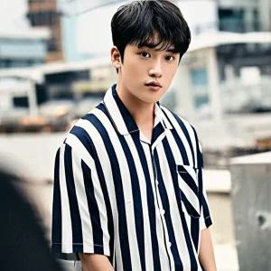 [모로엠][모로엠] 남자 해양풍 스트라이프 리넨 린넨셔츠 ON-SHH-QWFHJU6U