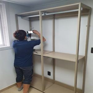 한샘 시스템 드레스룸 64cm 단독형 (컬러B형 베이지/모듈A형 짧은옷행거형)