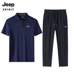 JEEP SPIRIT 여름 캐주얼 트레이닝복 바지 반팔티 세트