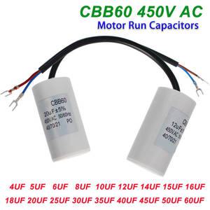 선풍기콘덴서 1pc CBB60 450V 모터 실행 커패시터 450VAC 시작 5 세탁기 3UF 4UF 5UF 6UF 8UF 10UF 12UF 15
