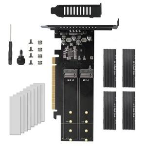 SSD 라이저 카드 M 키 HDD 어댑터 컨트롤러, M.2 NVME 보드, 금속 PCIE 3.0 X16 4 슬롯, 방열판 포함 레이