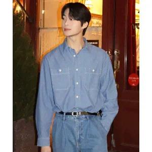 마인드브리지 샴브레이 오버핏 워크 셔츠 S8