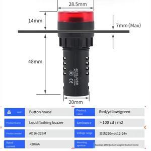 고품질 플래시 사운드 및 라이트 버저 AD16-22SM 24V 알람 22mm 12V 110V 220V
