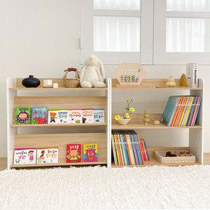 심플룸 올인원 전면 책장 교구장 아기 3단 오크 화이트 아이 어린이