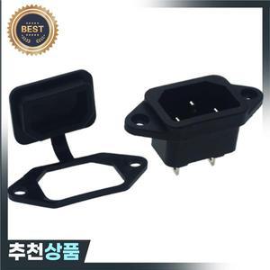 1PCS IEC 320 C14 3 핀 수 플러그 나사 구멍  방수 커버 커넥터 AC 전원 소켓