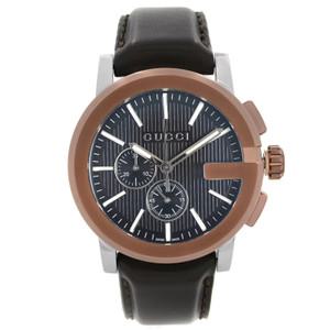 [Gucci] GUCCI G-Chrono XL YA101202 Black Dial Brown Leather Men's Watch 44mm