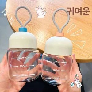 휴대용 유리병 보틀 쥬스병 눈금 착즙