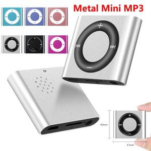 학생용 미니 소형 MP3 음악 플레이어 금속 클립온 내장 스피커 180mAh 터치 톤 헤드폰 지지대 TF 카드 포함