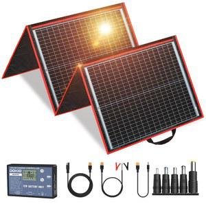 [미국배송] DOKIO 150W 18V 휴대용 태양광 패널 키트(단 9파운드) 접이식 충전기 12V 배터리/발전소 AGM LIFEPO4 RV 캠핑 트레일러 카 마린용 USB 출력 2개 포함...