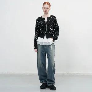 WOMAN 세미 루즈핏 도트 가디건 [BLACK] / WBE3L04511