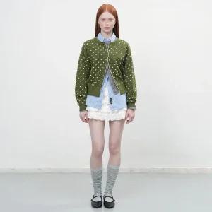 WOMAN 세미 루즈핏 도트 가디건 [OLIVE] / WBE3L04511