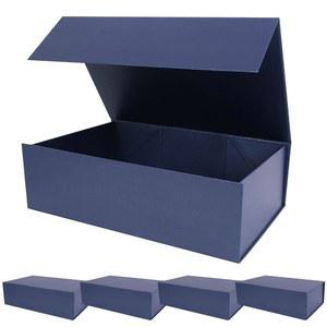 뚜껑이 있는 에이뮤 네이비 블루 마그네틱 선물 상자 13.8x9x4.3, 대형 신부 들러리 신랑 프로포즈 상자, 졸업식 생일 보관용 직사각형 접이식 5팩