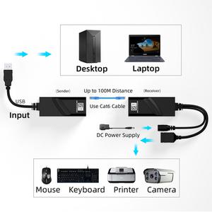 USB 2.0 연장기-RJ45 연결 MAX 100m 이더넷 연장 케이블Cat5 Cat5E Cat6 카메라 마우스 키보드용