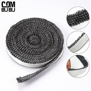 블랙 플랫 스토브 로프 자체 접착 유리 벽난로 도어 씰링 스트립 코드 개스킷 10mm 너비 2m 길이