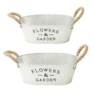 소박한 흰색 양동이 꽃 냄비 꼬기 손잡이와 즙이 많은 식물 컨테이너 빈티지 Flowerpots 원시적 인 Dropshi