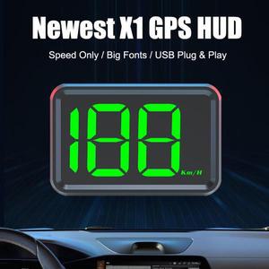 자동차 헤드업 디스플레이, 흰색 조명 KMH 계량기 X1 HUD 디지털 GPS 속도계, USB 플러그, 큰 글꼴 범용