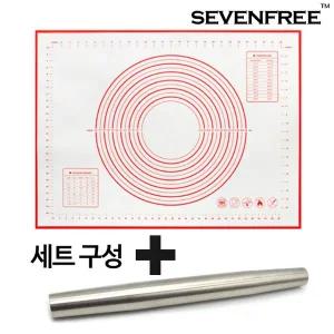 [굿라이프미]대형 실리콘 반죽매트 레드 반죽봉 세트 베이킹작업대 제빵작업판 밀대 보조조리대