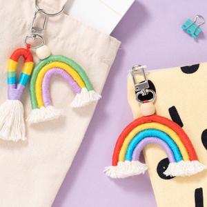 [오피스스쿨] 민화샵 마크라메 무지개 열쇠고리 만들기 DIY 키트 키링만들기 가방장식