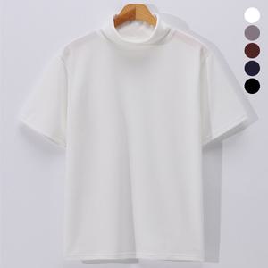 소프트 무지 스판 반팔 폴라 티셔츠 남녀공용 목폴라 터틀넥