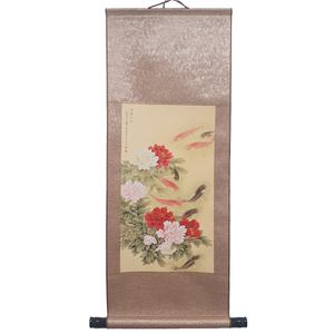 재복과 입신양면 기원 잉어 그림 황색 구어도 그림 족자 소형