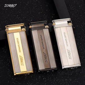 특이한라이터 캠핑라이터 ZORRO 금속 컴팩트 방풍 레트로 그라인딩 휠 부탄 팽창 부싯돌 담배 남성용 선물