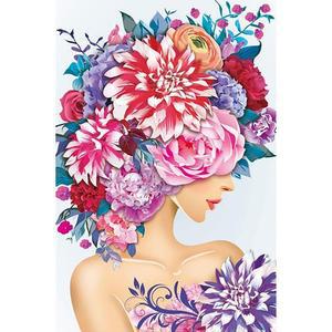 [OFM65R5R]화관을 쓴 여인  패브릭  보석십자수 40x60