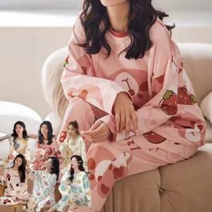 [로즈엘리]44부터 100까지 파자마파티 긴팔+긴바지 잠옷세트 빅사이즈 홈웨어