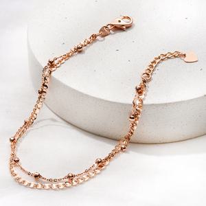 14K 18K 레이어드 체인 두줄 팔찌 19.5cm 멜리사 여성 패션 핑크골드 데일리 금팔찌