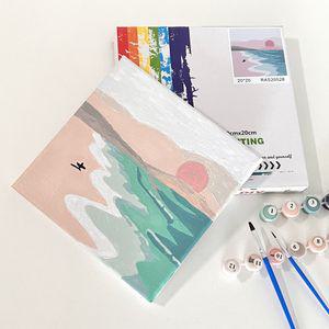 DIY 미니 유화 명화 그리기 세트 하와이 코타키나블루 괌 바다 해변 풍경 색칠 공부 그림 액자