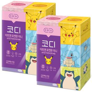 코디 아트앤 포켓몬 미니 2겹 미용티슈 230매입 6개 2팩