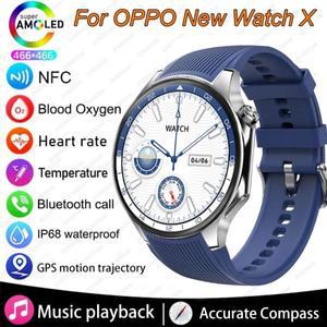 화웨이 샤오미 OPPO 워치 X 스마트 워치 AMOLED 스크린, 심박수 NFC 블루투스 통화, 남성 여성 방수 스마트