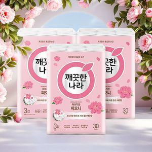 깨끗한나라 허브가든 피오니 프리미엄 화장지 30롤X3팩