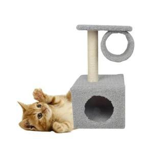 (70% 1+1 땡처리) 고양이 2단 소형 캣타워 숨숨집 2개묶음 (65cm/그레이색상)