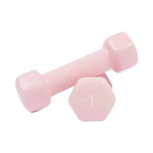 아이워너 PVC 뷰티 육각 덤벨 1kg 코랄핑크 예쁜 여자 아령 헬스 홈트