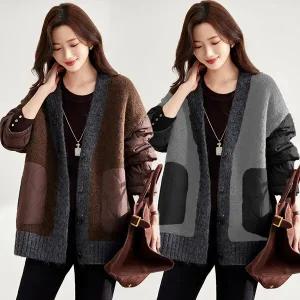 [하프클럽/](55~88)모헤어누빔니트패딩가디건 겨울가디건 간절기가디건 패딩