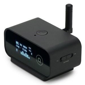 Auris Blume Duo HiFi Bluetooth 5.0 음악 TV 송신기 및 수신기 장거리 무선 어댑터 | 스테레오 앰프 차량용 오디오 애호가 DAC, LDAC, aptX HD /LL, 디스플레이, 배터리 및 광학 AUX 출력 입력