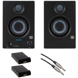 PreSonus Eris 3.5BT 2세대 3.5인치 50W 블루투스 파워 데스크톱 스피커 번들, Auray IP-S 소형 격리 패드 및 1 /4