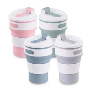 여행용 접이식 컵, 커피 뚜껑이 있는 음료, 여행, 캠핑용 컵(4PCS, 4가지 색상)