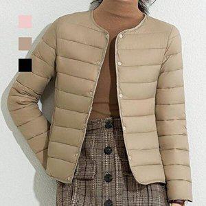 [셀러허브 패션][JHQSXNK4_51IE]여성 경량 패딩 자켓 라운드 브이넥 CL