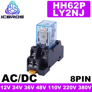 소켓 베이스 코일 전원 릴레이 DPDT HH62P HHC68A-2Z LY2NJ LY2N-J DC12V 24V 36V 48V 110V 220 240V AC 10