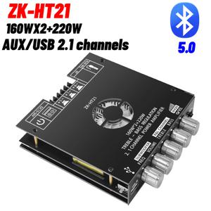 ZK-HT21 업그레이드 HIFI 오디오 2.1 채널 서브우퍼 BT 파워 앰프 보드 TDA7498E 트레블 베이스 Wuzhi 2x16