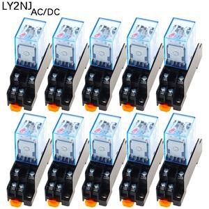 10 세트 LY2NJ HH62P HHC68A-2Z 전자 마이크로 전자기 릴레이 10A 8PIN 코일 DPDT 소켓베이스 DC12V24V AC1