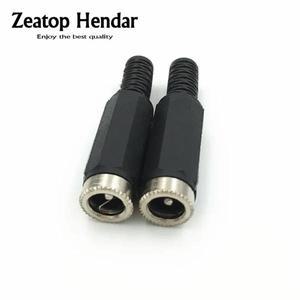 DC 전원 암 플러그 잭 어댑터 커넥터 소켓 플라스틱 블랙 헤드 5.5mm x 2.1mm 100 개