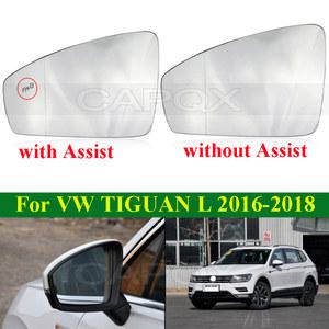 CAPQX VW Tiguan L 2016 2017 2018 가열 차선 보조 또는 백미러 유리 없음 사이드 미러 뚜껑 흰색 렌즈
