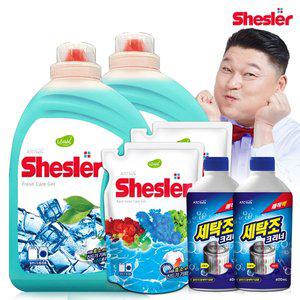 [아토세이프]강호동의 쉬슬러 액상 세제 후레쉬 3.05L 2개+세제리필 500ml 2개+세탁조 클리너 400ml 2개