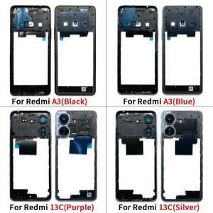 새로운 전면 하우징 중간 플레이트 프레임 섀시 쉘 베젤 페이스 수리 부품 교체 Xiaomi Redmi 13C 12 4G A3