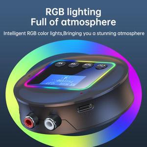 RGB Bluetooth 5.4 오디오 수신기 2 In 1 무선 3.5mm Aux 어댑터는 TV 차량용 헤드폰 Aux/RCA/TF를 지원합