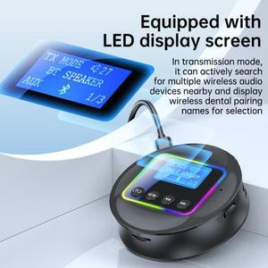 2In 1 RGB Bluetooth 5.4 오디오 수신기 무선 3.5mm Aux 어댑터는 TV 차량용 헤드폰 Aux/RCA/TF를 지원합니