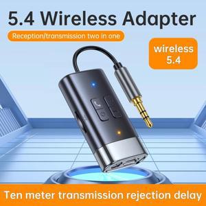 Aux 오디오 어댑터 Bluetooth 5.4 송신기 2 IN 1 지원 TF 카드 무선 3.5MM AUX 차량용 PC 스피커